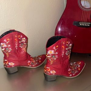 Red Floral Cowboy Boots